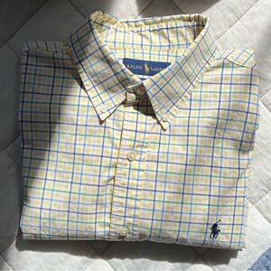 Ralph Lauren Yellow and Blue Plaid Button-Down Shirt